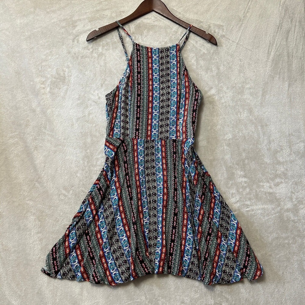 Abercrombie & Fitch Skater Dress Small Abstract Print Racerback Strappy Zip